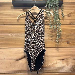 Cheetah print swimsuit size M (8-10)